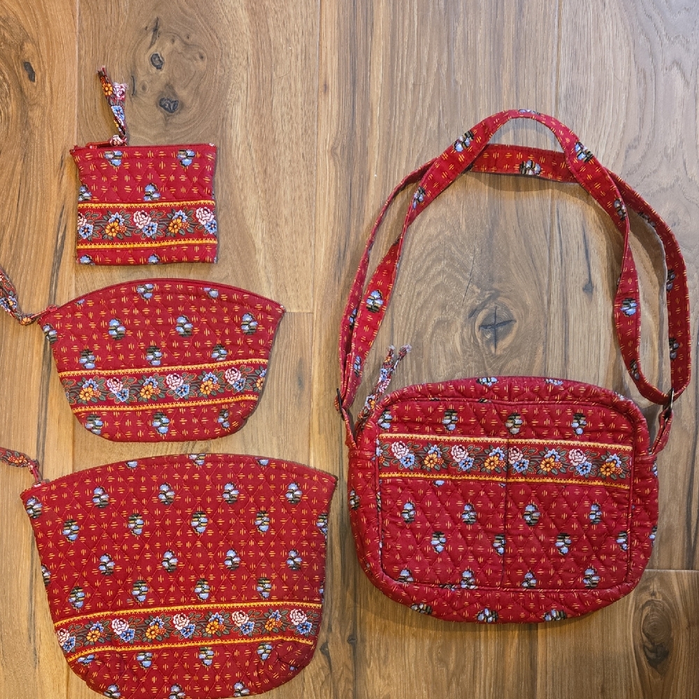 Vintage Vera Bradley Provincial Red  FOUR PIECE SET